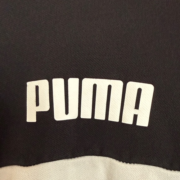 Puma Black White Gray Tri-Block Pullover Hoodie - Picture 2 of 6